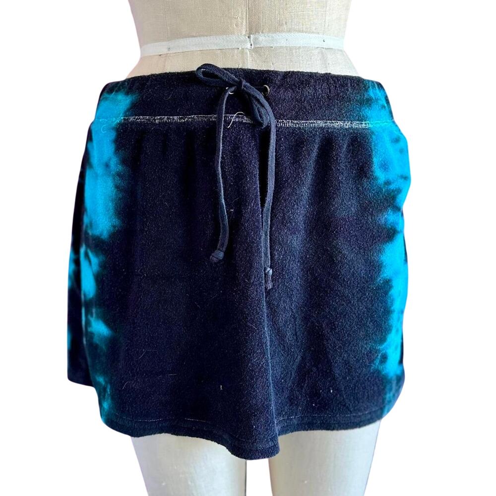 Womens Skirt Size Medium Blue Tie Dye Terry Cloth Beachwear Resort Wear Vacation